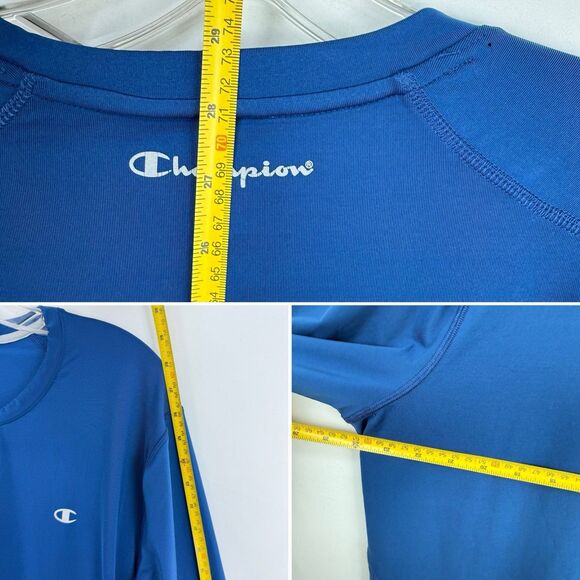 Mens Champion Double Dry Size XL Athletic Navy Blue Shirt Long Sleeves - Picture 10 of 16